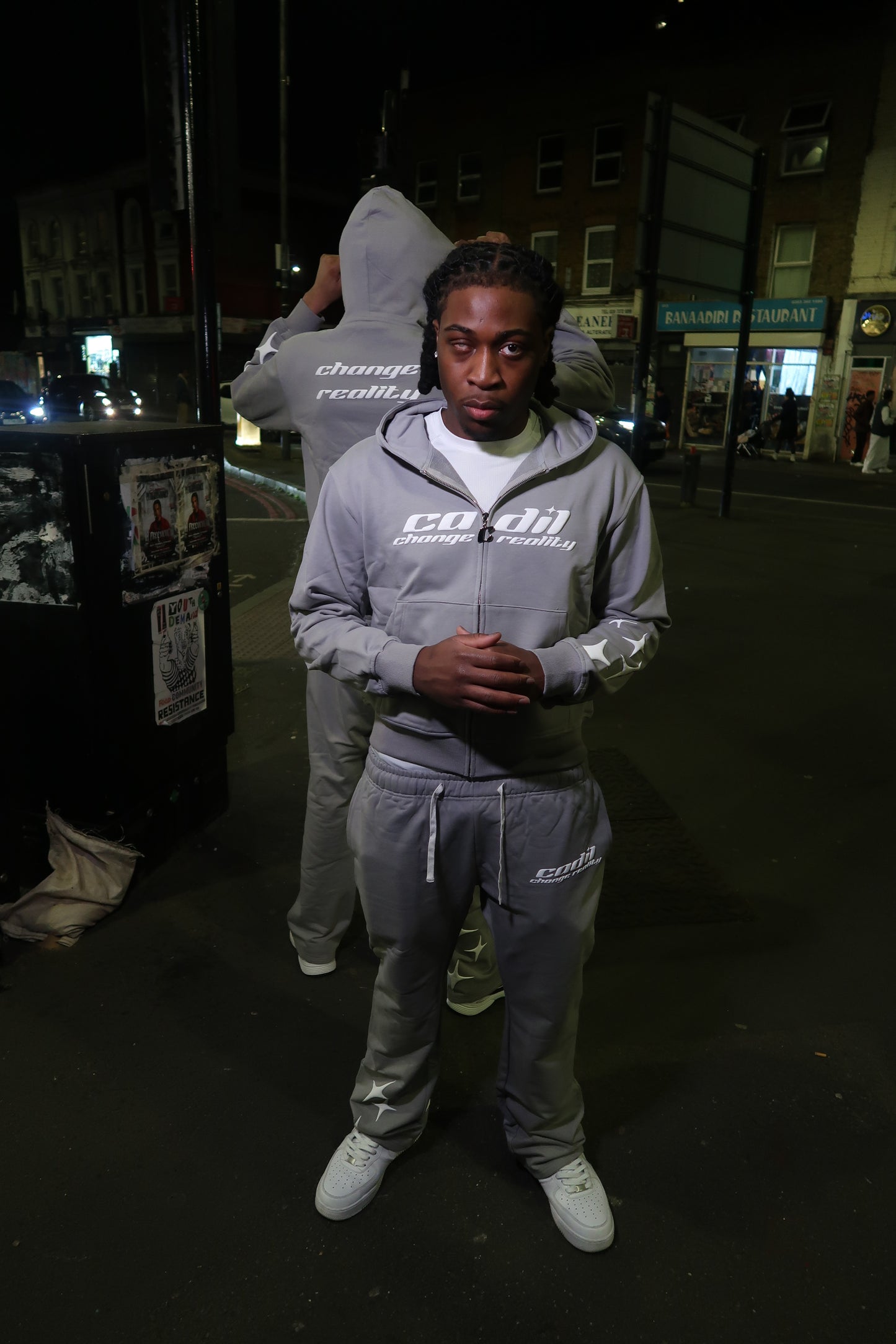 Exclusive grey puff print hoodie