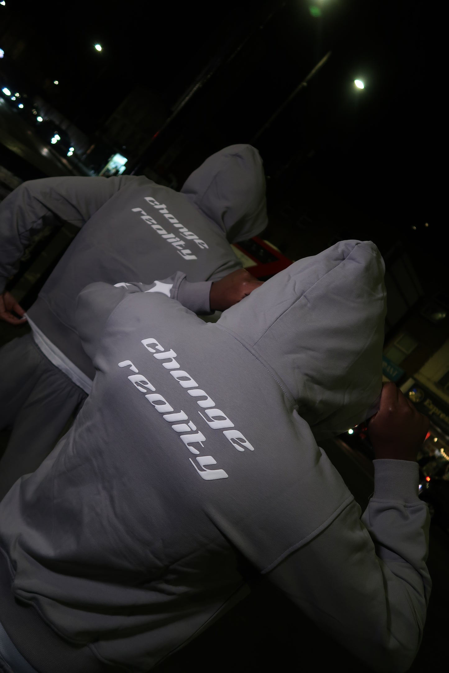 Exclusive grey puff print hoodie