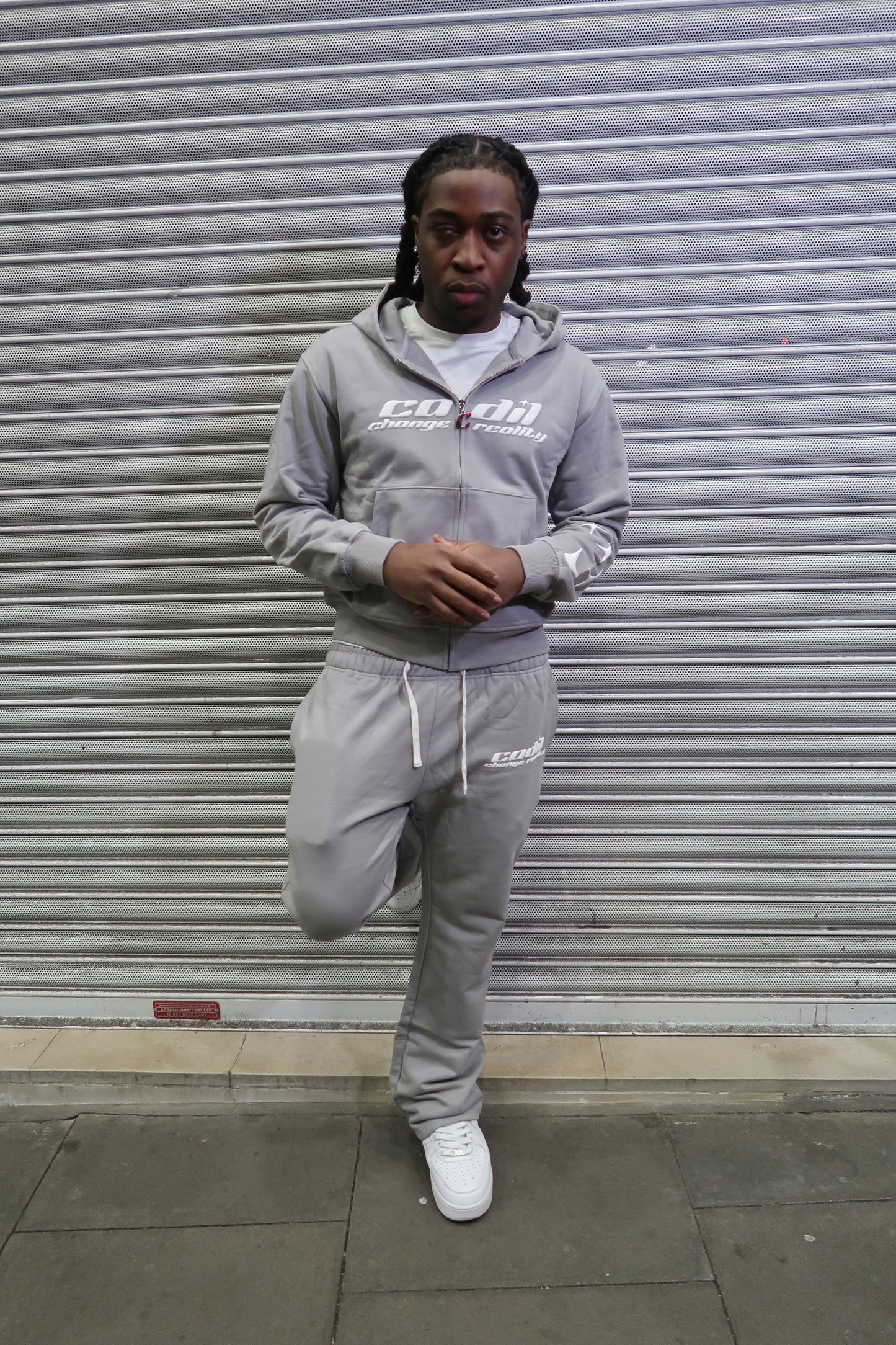 Exclusive grey puff print joggers