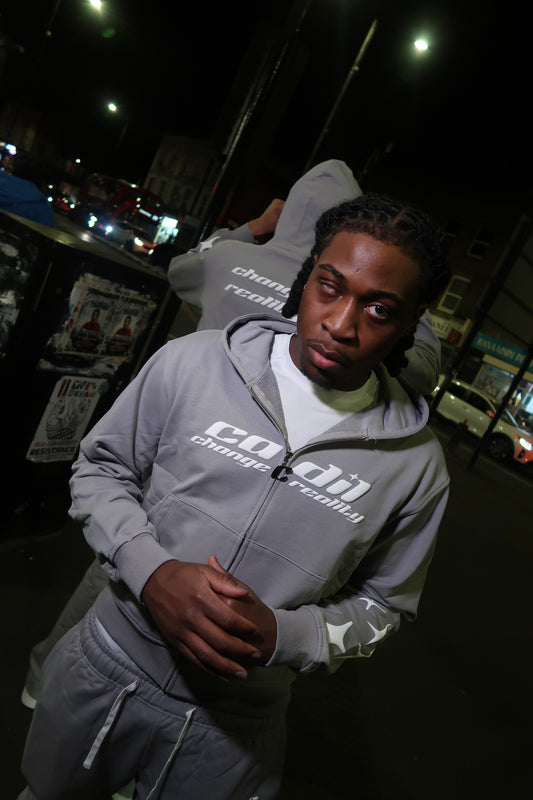 Exclusive grey puff print hoodie