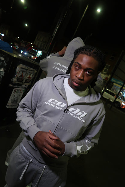Exclusive grey puff print hoodie